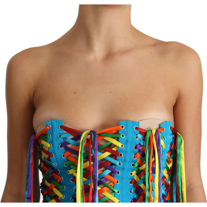 Dolce & Gabbana Multicolor Strings Bustier Polyester Corset Top Dolce & Gabbana
