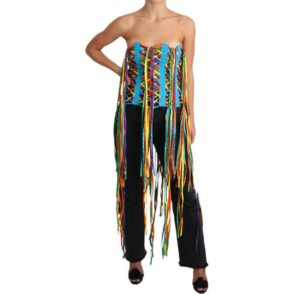 Dolce & Gabbana Multicolor Strings Bustier Polyester Corset Top Dolce & Gabbana