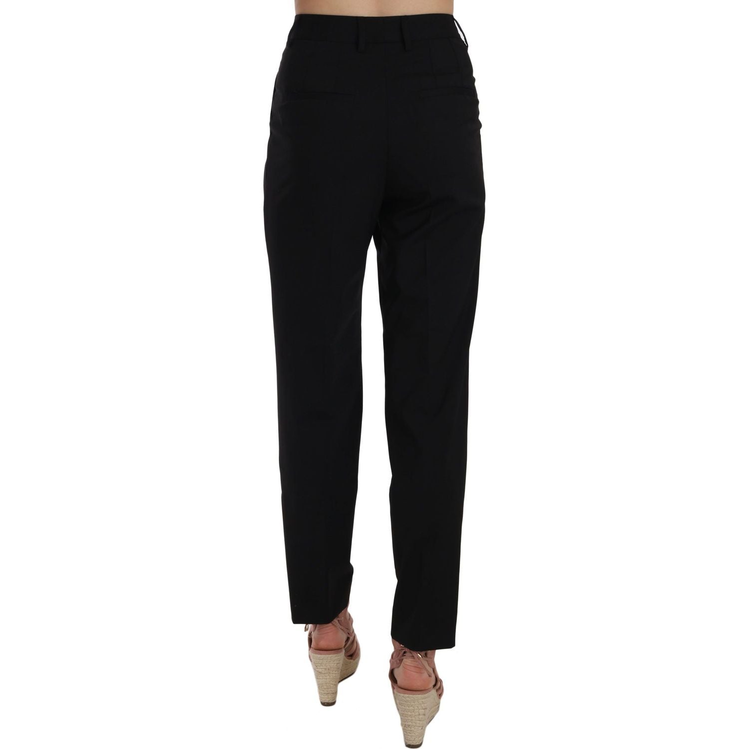 Dolce & Gabbana Black Button Pleated Tapered Trouser Pants