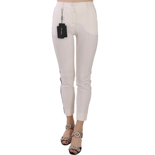 Dolce & Gabbana White Side Stripe Cropped Skinny Pants Dolce & Gabbana