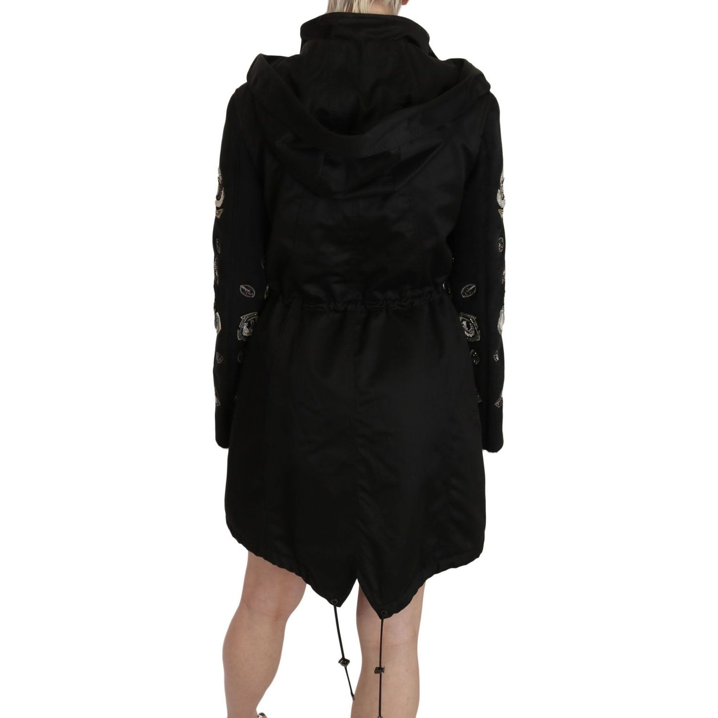 John Richmond Floral Sequined Beaded Hooded Jacket Coat 1728,67345645728,Black,Clothing,IT40|S,Jackets & Coats - Clothing,Jackets & Coats - Women - Clothing,John Richmond,Material: 100% Cotton,New with tags,Parkas - Jackets & Coats - Clothing,Women,Women
