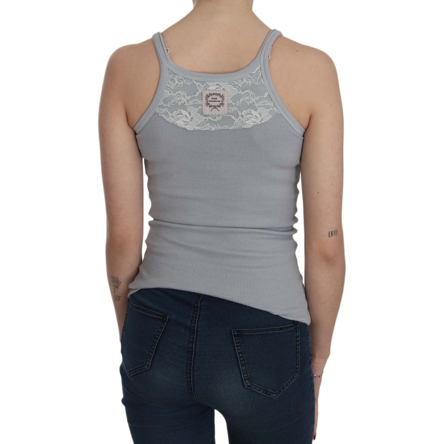 PINK MEMORIES Light Grey Sleeveless Spaghetti Strap Blouse
