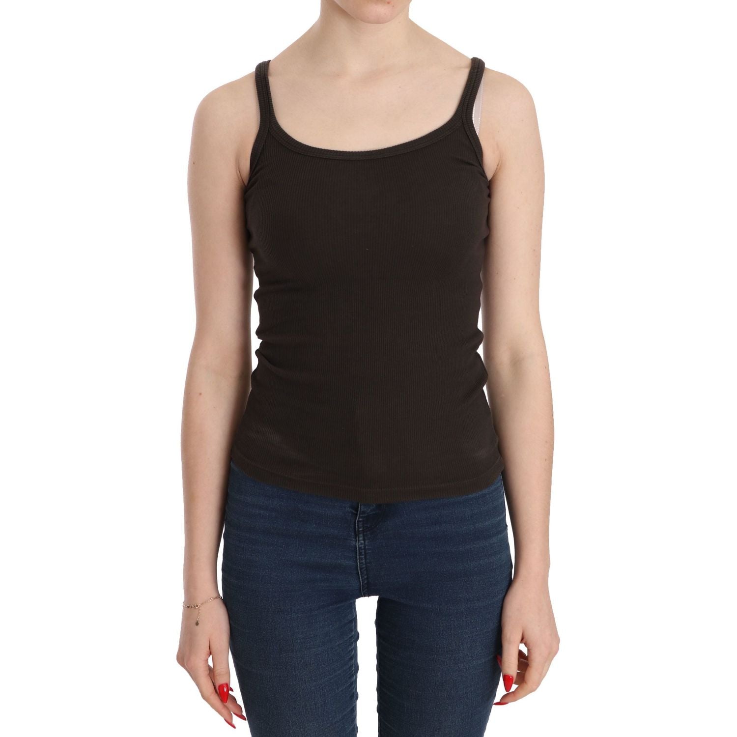 PINK MEMORIES Dark Brown Sleeveless Spaghetti Strap Blouse