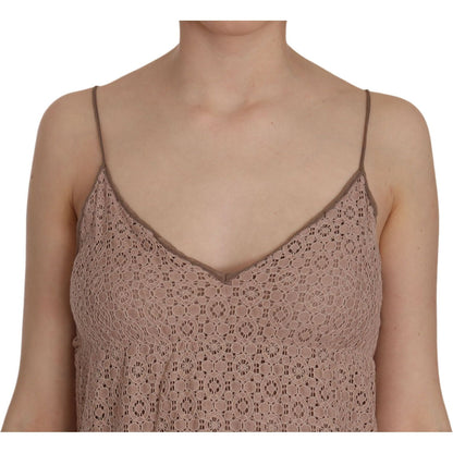 PINK MEMORIES Beige Spaghetti Strap A-line Mini Cotton Dress Dresses