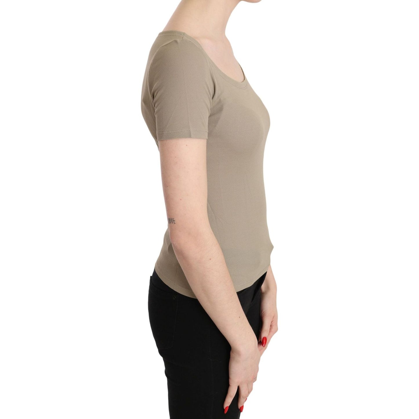 GF Ferre Gray 100% Nylon Short Sleeve Casual Tank Top Blouse GF Ferre