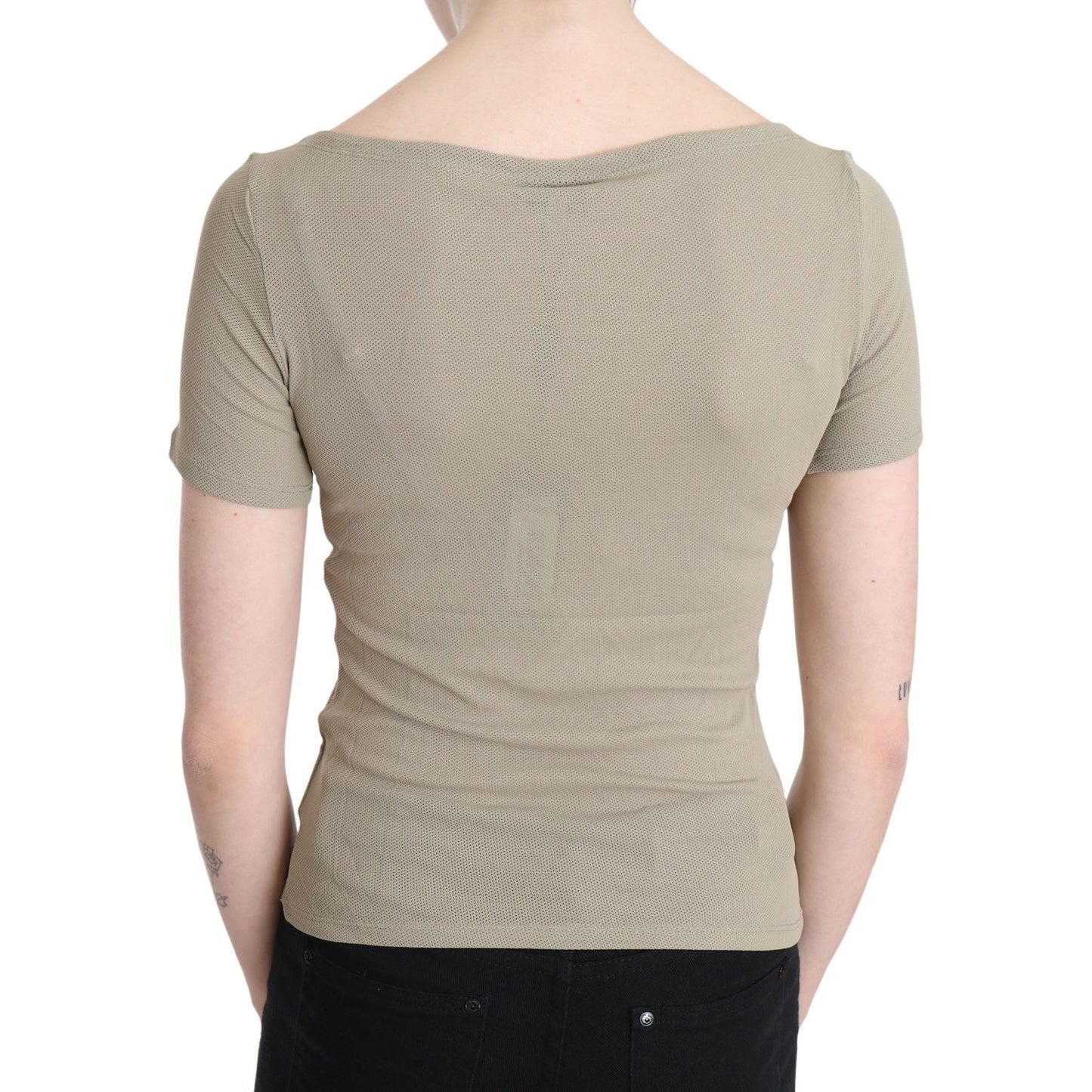 GF Ferre Gray 100% Nylon Short Sleeve Casual Tank Top Blouse GF Ferre