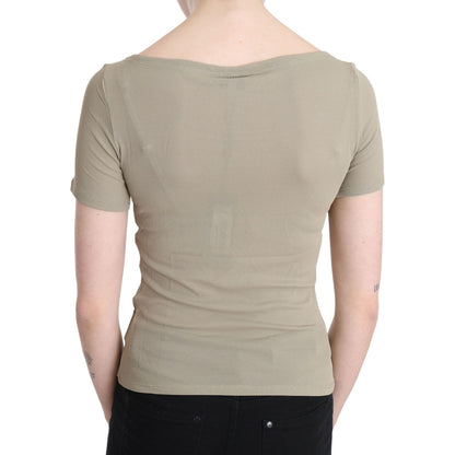 GF Ferre Gray 100% Nylon Short Sleeve Casual Tank Top Blouse GF Ferre