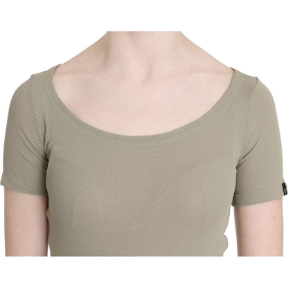 GF Ferre Gray 100% Nylon Short Sleeve Casual Tank Top Blouse GF Ferre