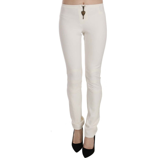 Just Cavalli White Mid Waist Skinny Dress Trousers Pants Just Cavalli