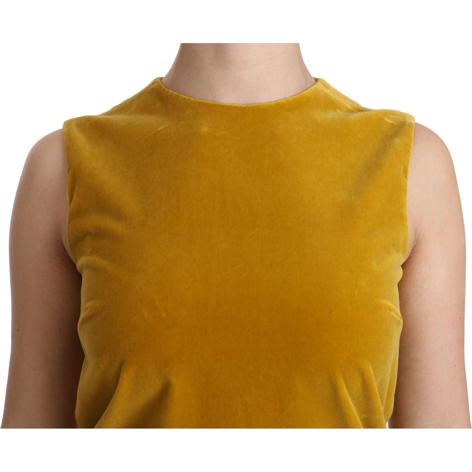 Dolce & Gabbana Mustard Velvet Stretch Shift Mini Dress