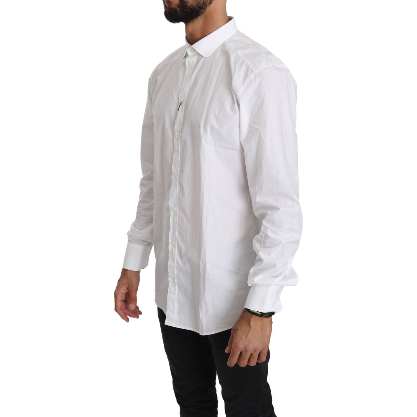 Elegant White Cotton Gold Fit Shirt