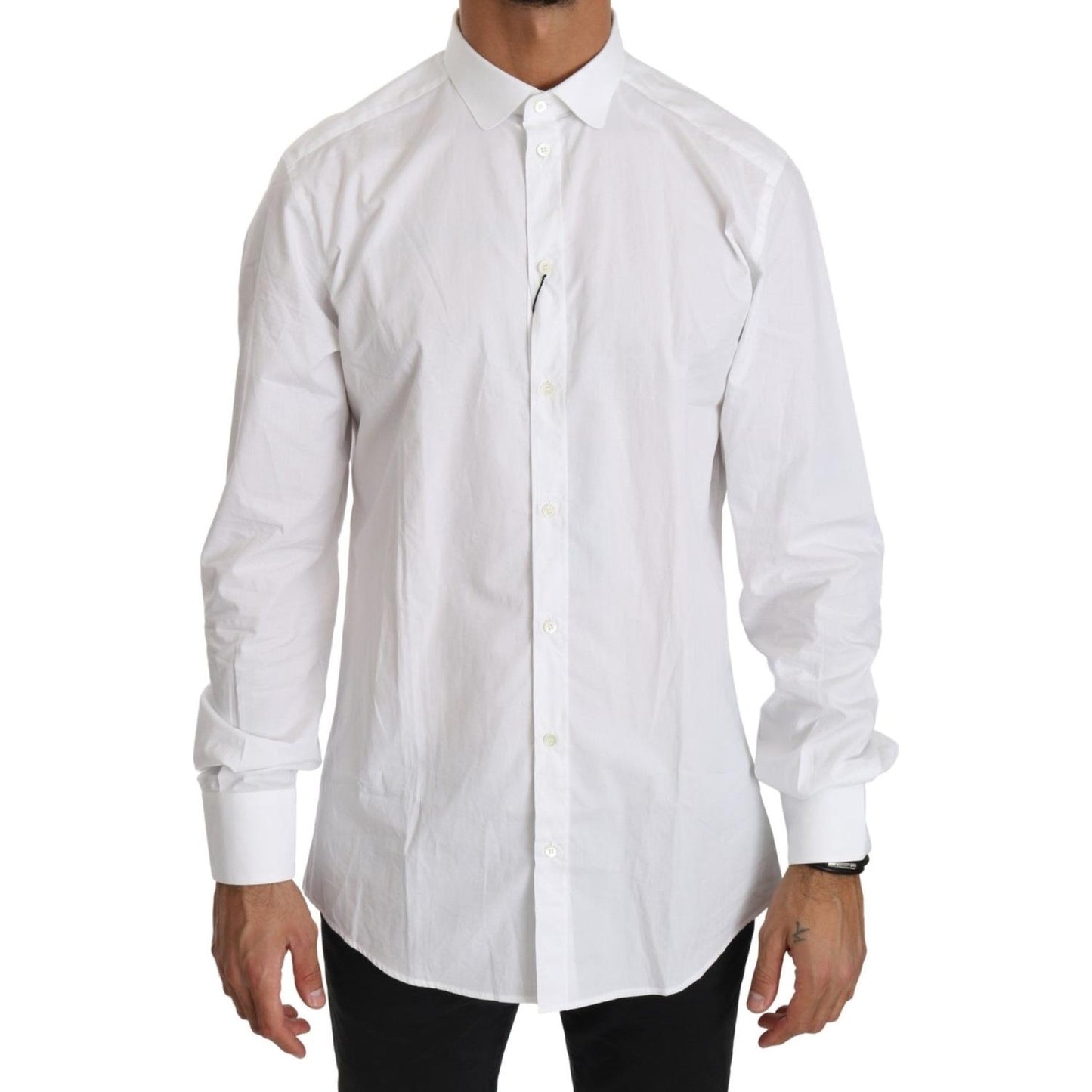 Elegant White Cotton Gold Fit Shirt