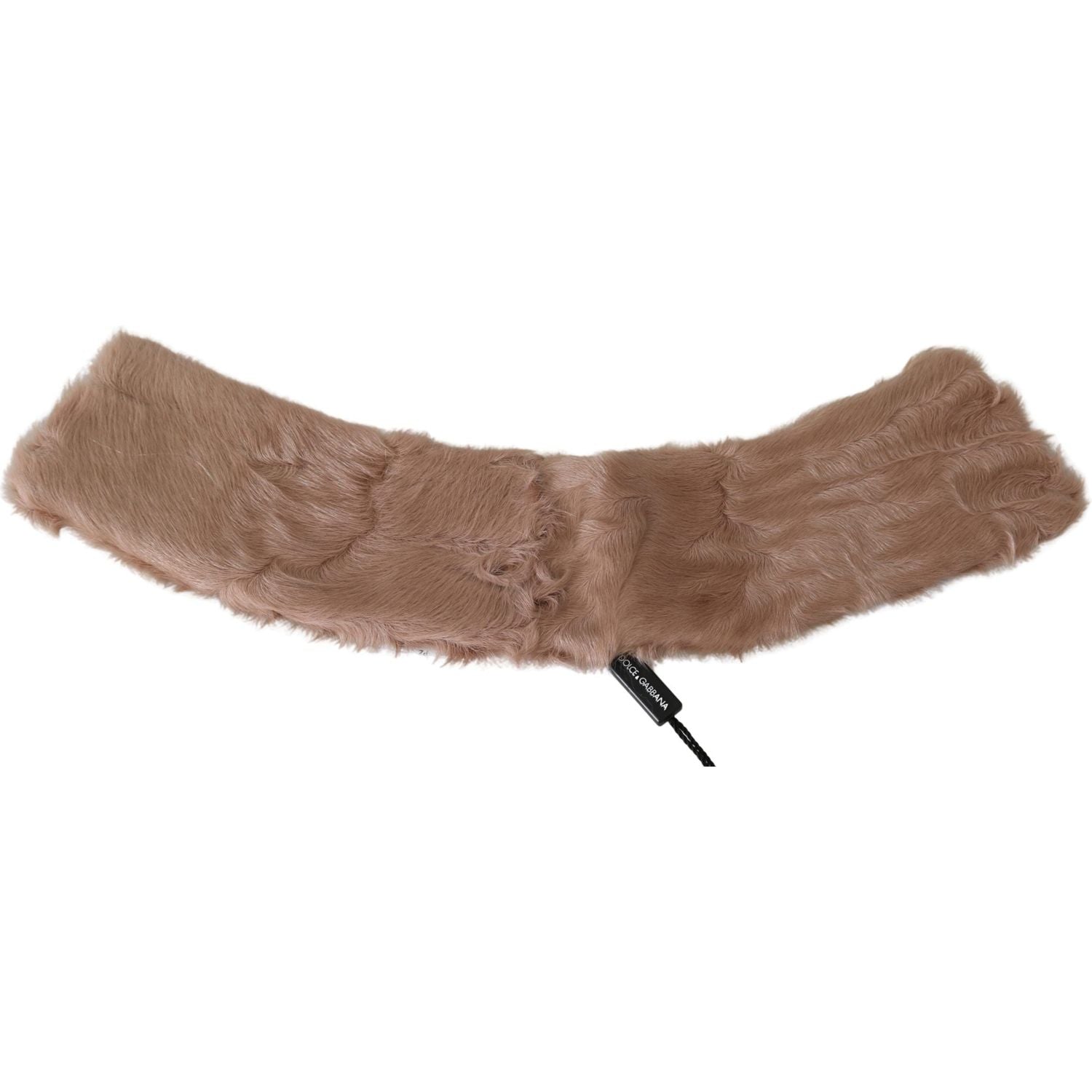 Dolce & Gabbana Beige Fur Neck Collar Lambskin Scarf