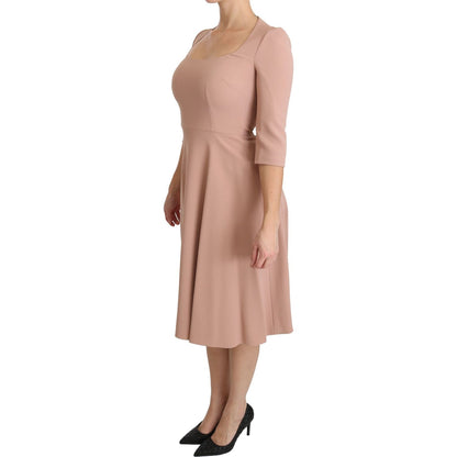 Dolce & Gabbana Pink 3/4 Sleeves A-line Viscose Dress Dolce & Gabbana