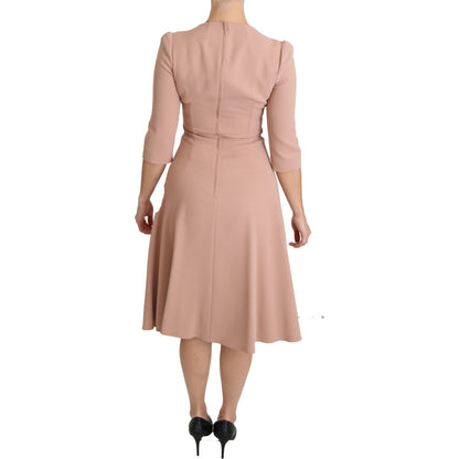 Dolce & Gabbana Pink 3/4 Sleeves A-line Viscose Dress Dolce & Gabbana