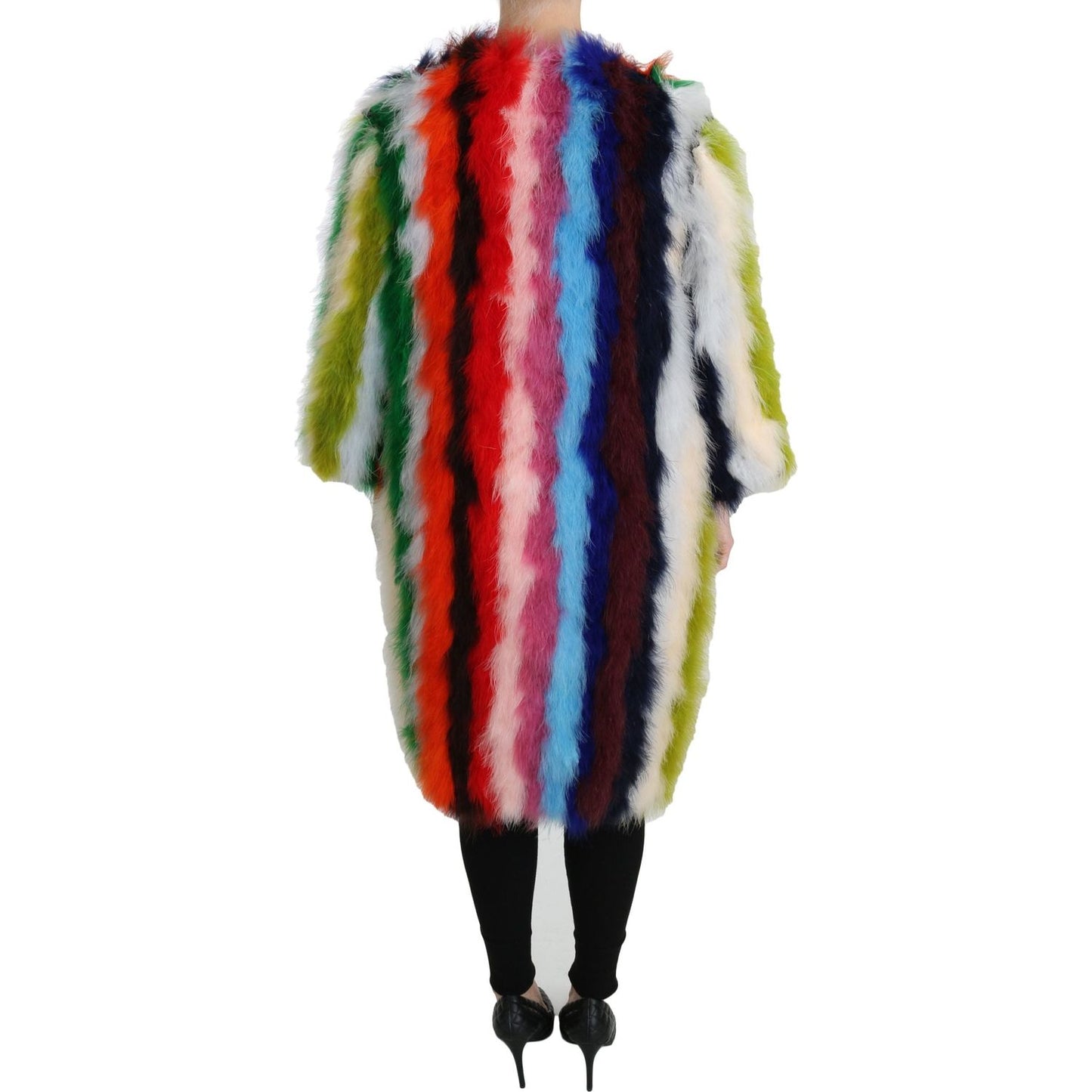 Dolce & Gabbana Multicolor Turkey Feather Cape Fur Coat 1% Elastane,1% Nylon,14% Acetate,15% Rayon,1728,67345645728,9% Cotton,Clothing,Coats - Jackets & Coats - Clothing,Dolce & Gabbana,IT42|M,IT44|L,IT46|XL,Jackets & Coats - Clothing,Jackets & Coats - Wo