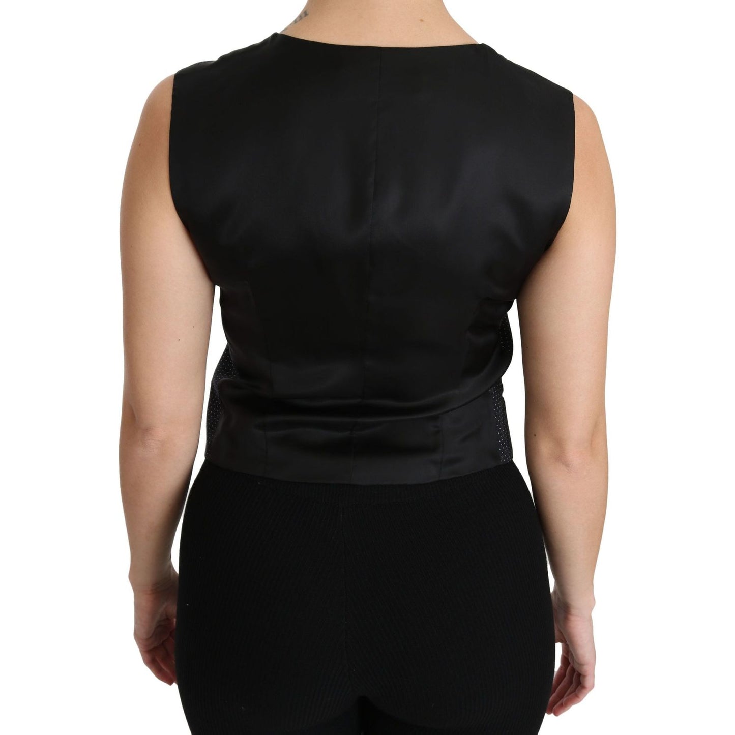 Dolce & Gabbana Black Dotted Waistcoat Vest Blouse Top Dolce & Gabbana