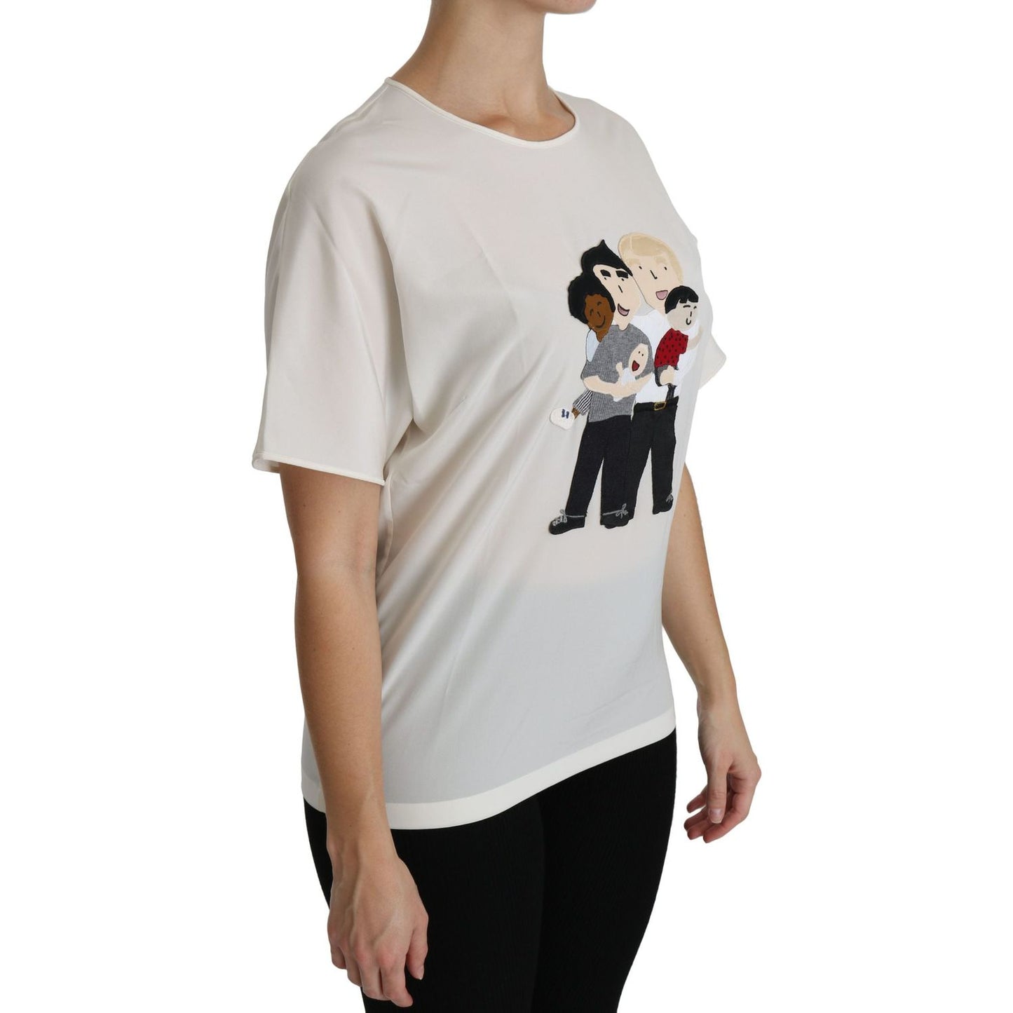 Dolce & Gabbana White #dgfamily Patch Short Sleeve Blouse Top Dolce & Gabbana