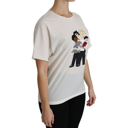 Dolce & Gabbana White #dgfamily Patch Short Sleeve Blouse Top Dolce & Gabbana