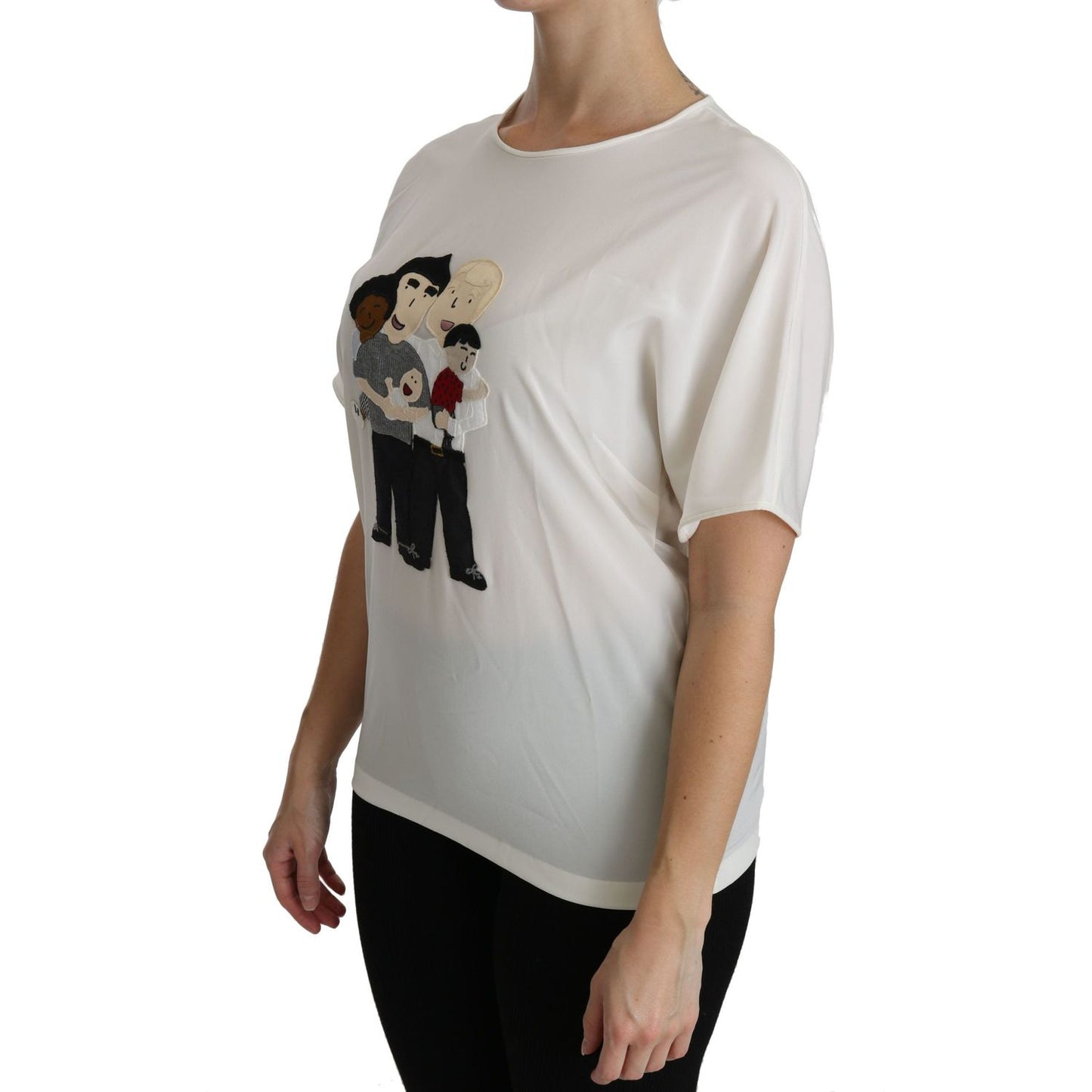 Dolce & Gabbana White #dgfamily Patch Short Sleeve Blouse Top Dolce & Gabbana