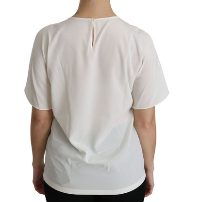 Dolce & Gabbana White #dgfamily Patch Short Sleeve Blouse Top Dolce & Gabbana