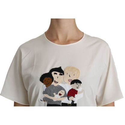 Dolce & Gabbana White #dgfamily Patch Short Sleeve Blouse Top Dolce & Gabbana