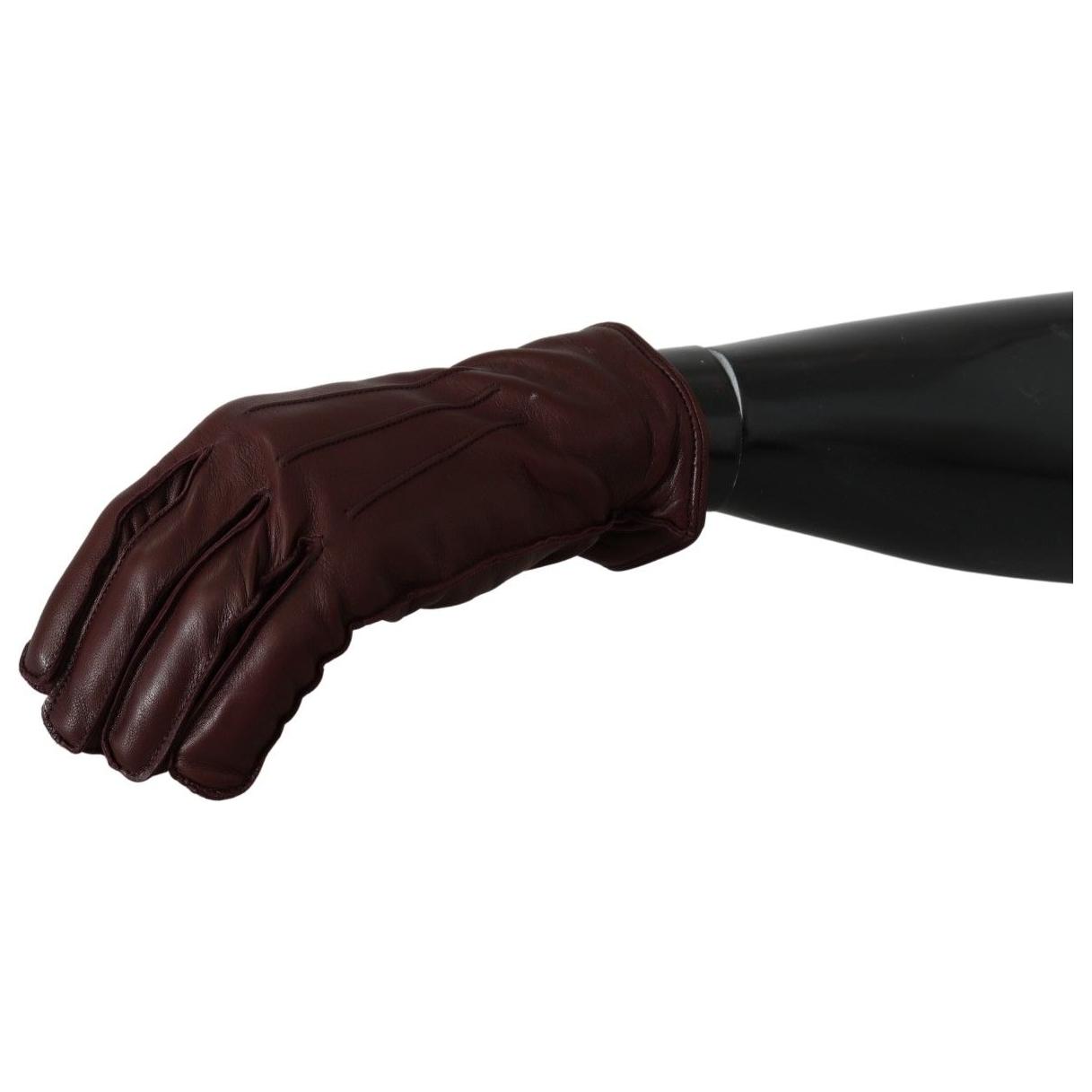 Elegant Maroon Wrist-Length Lambskin Gloves