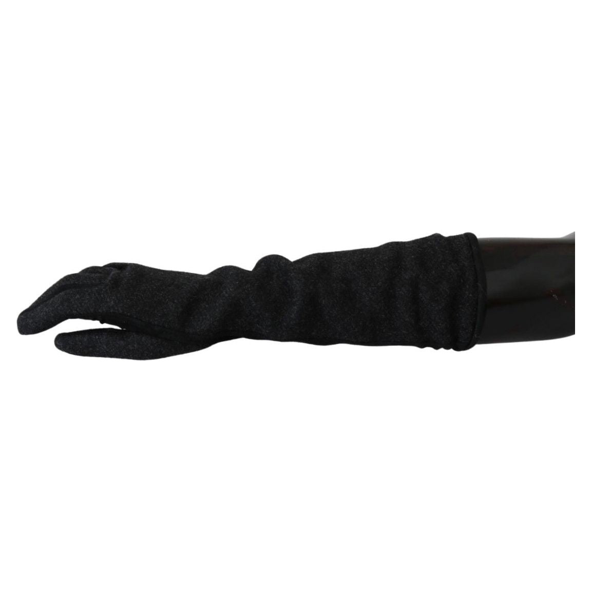 Dolce & Gabbana Black Gray Mid Arm Length Mittens Wool Gloves Dolce & Gabbana