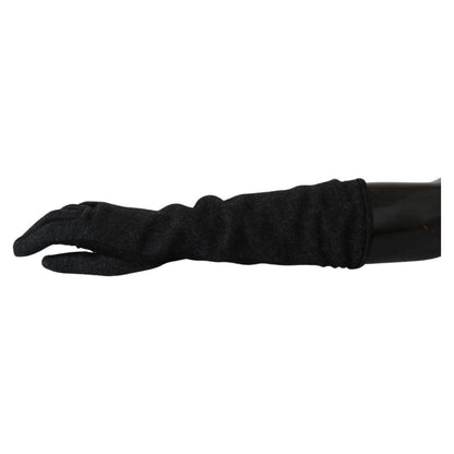 Dolce & Gabbana Black Gray Mid Arm Length Mittens Wool Gloves Dolce & Gabbana
