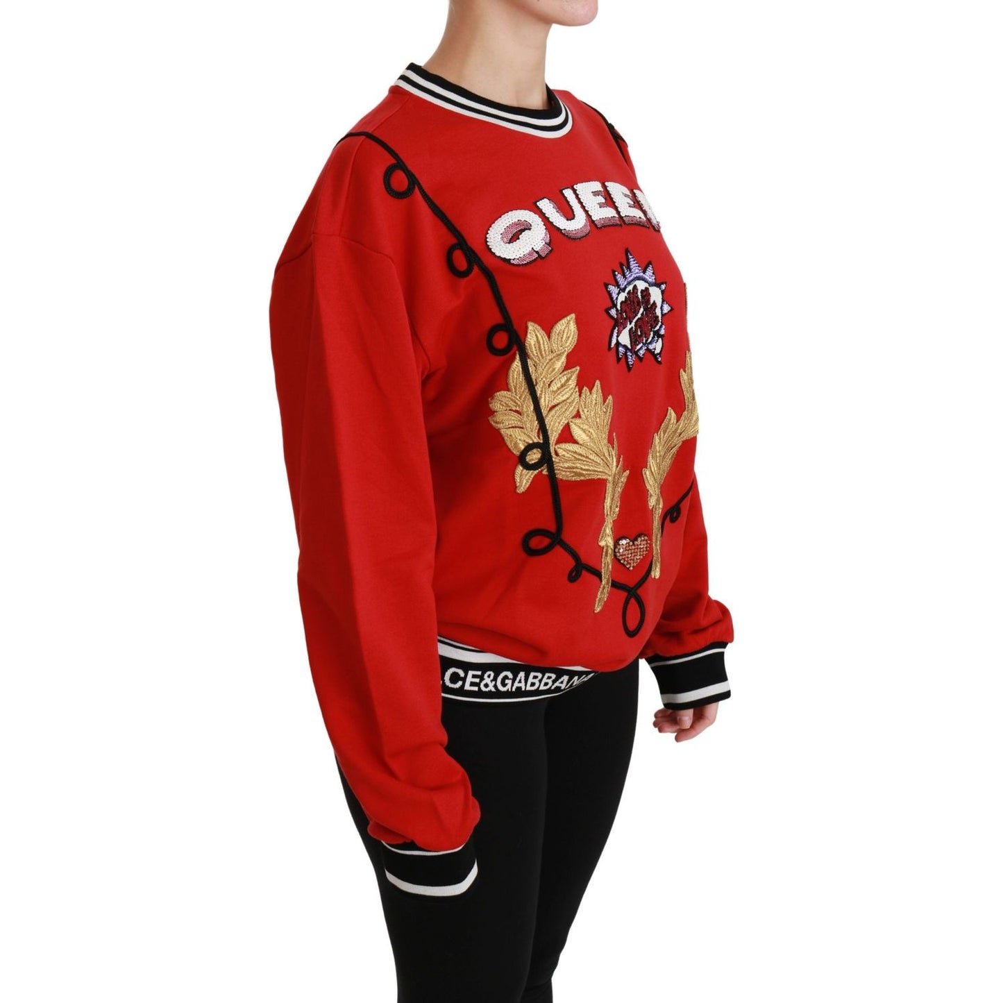 Dolce & Gabbana Red Queen Sequined Love Pullover Sweater Dolce & Gabbana