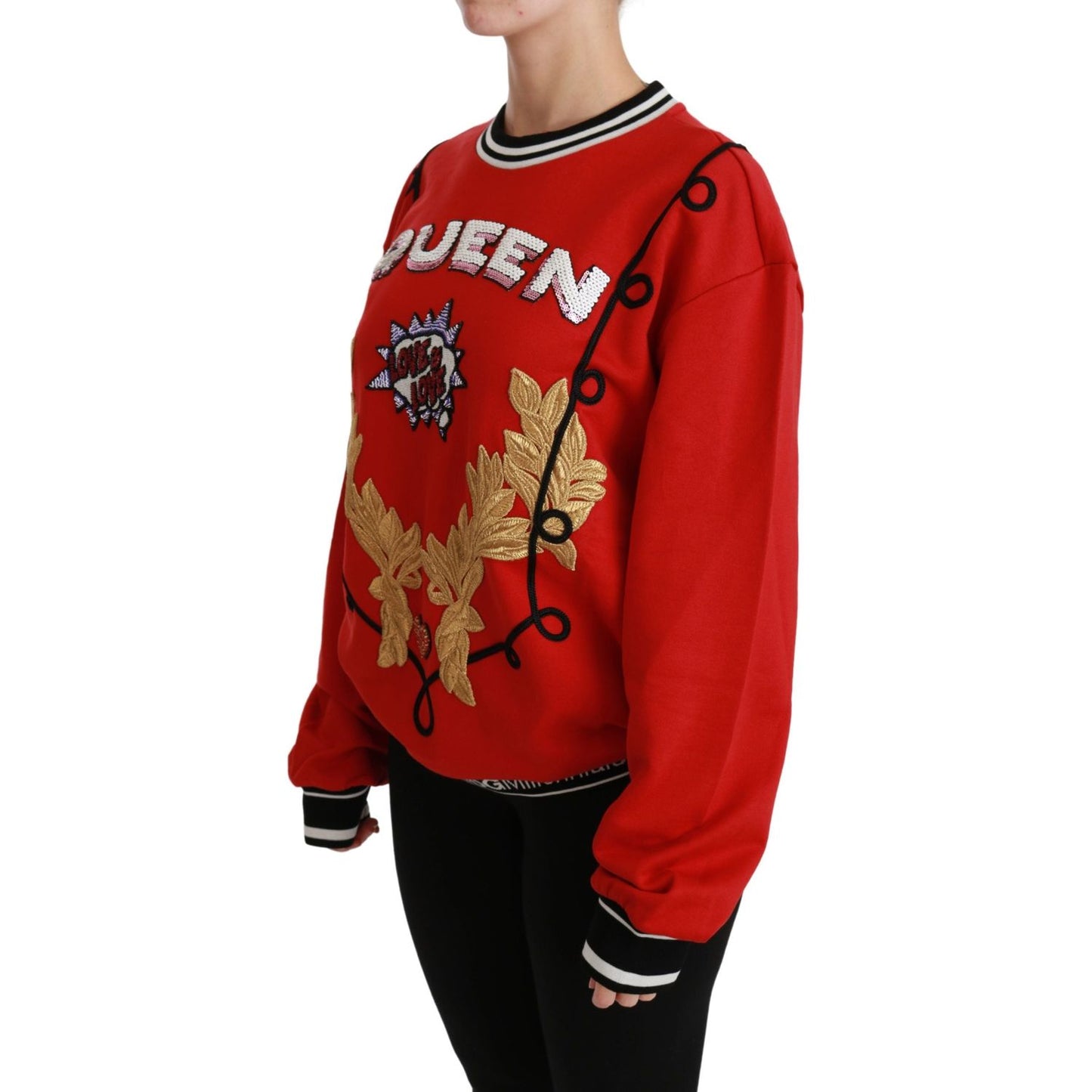 Dolce & Gabbana Red Queen Sequined Love Pullover Sweater Dolce & Gabbana