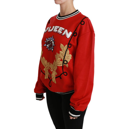 Dolce & Gabbana Red Queen Sequined Love Pullover Sweater Dolce & Gabbana