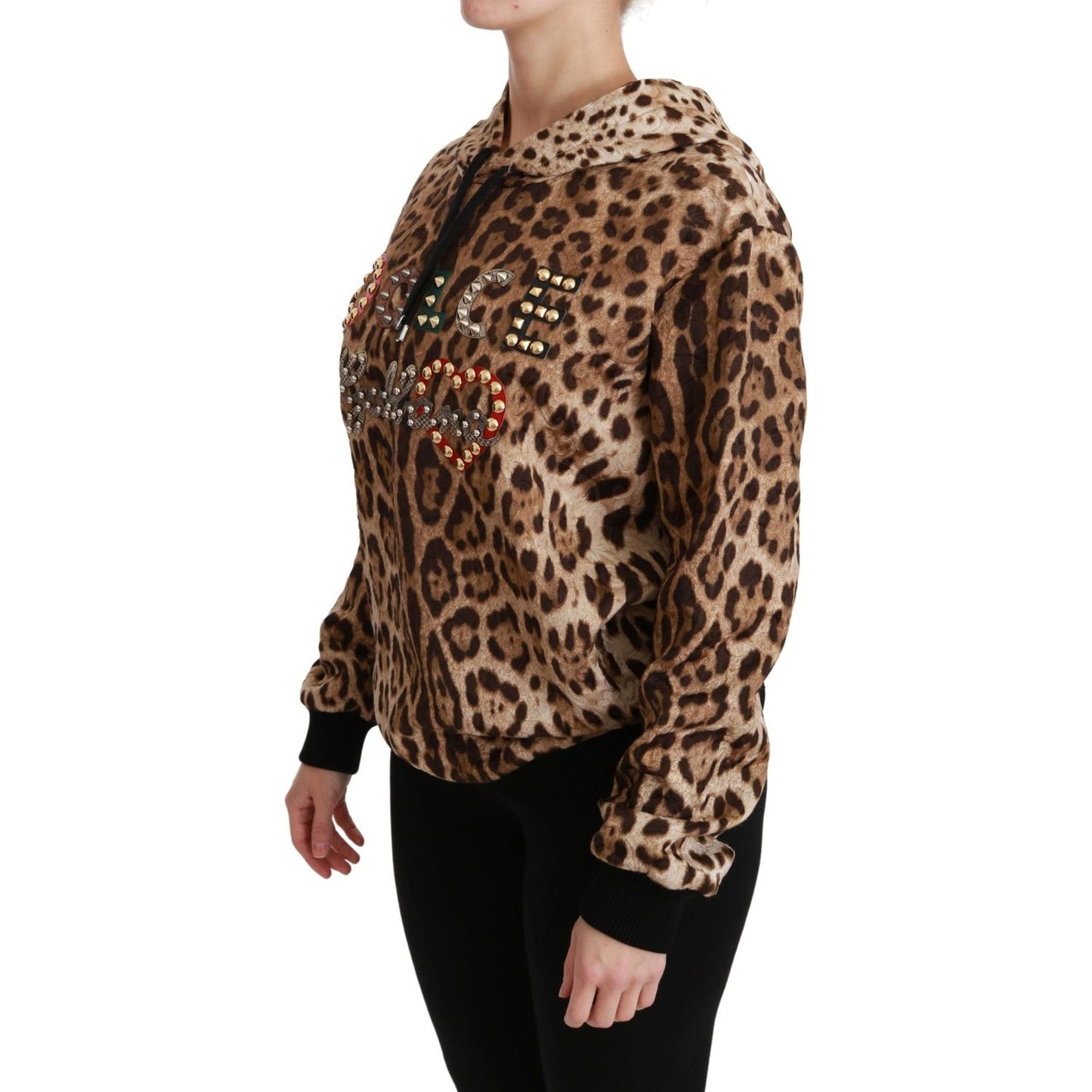 Dolce & Gabbana Brown Hooded Studded Ayers Leopard Sweater Dolce & Gabbana