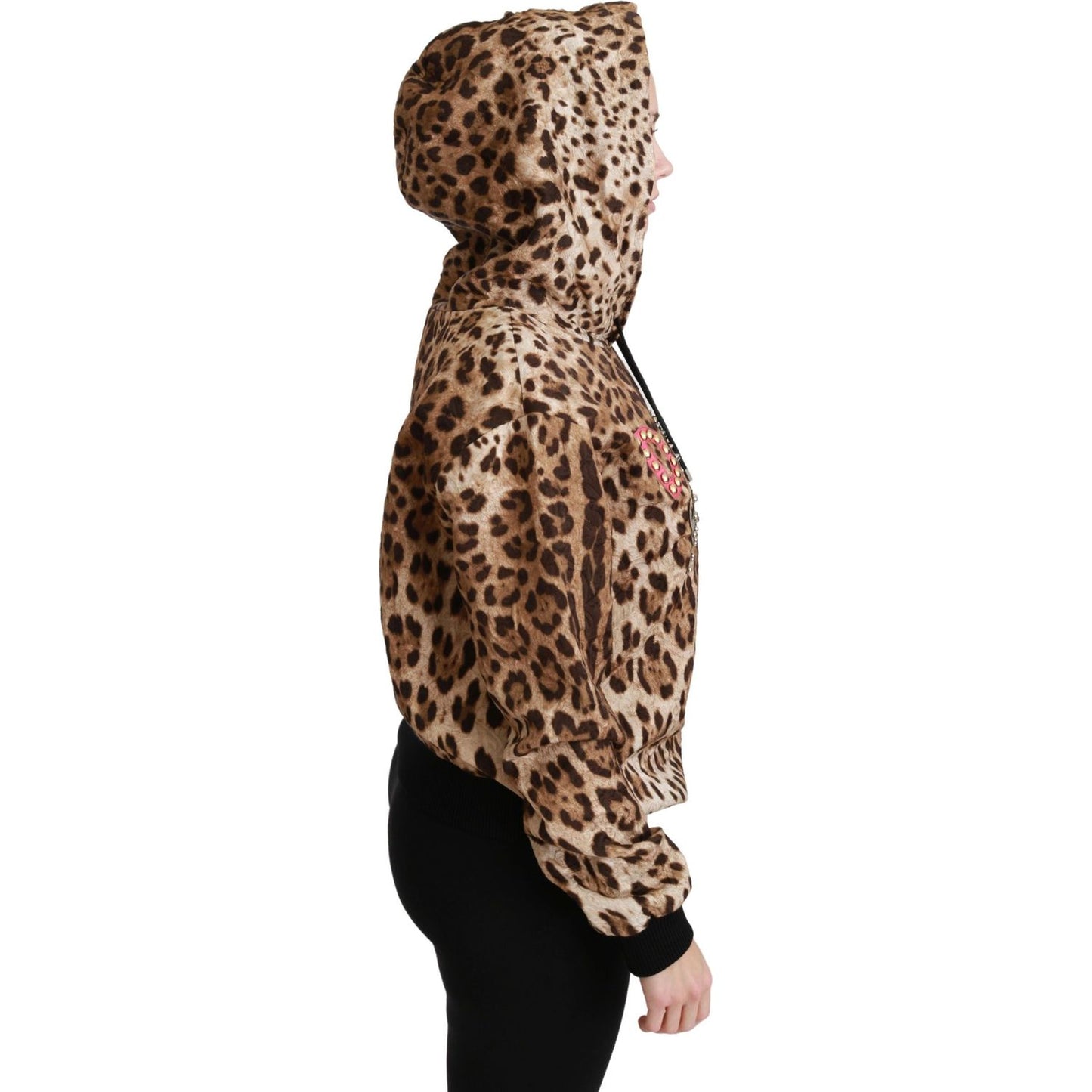 Dolce & Gabbana Brown Hooded Studded Ayers Leopard Sweater Dolce & Gabbana