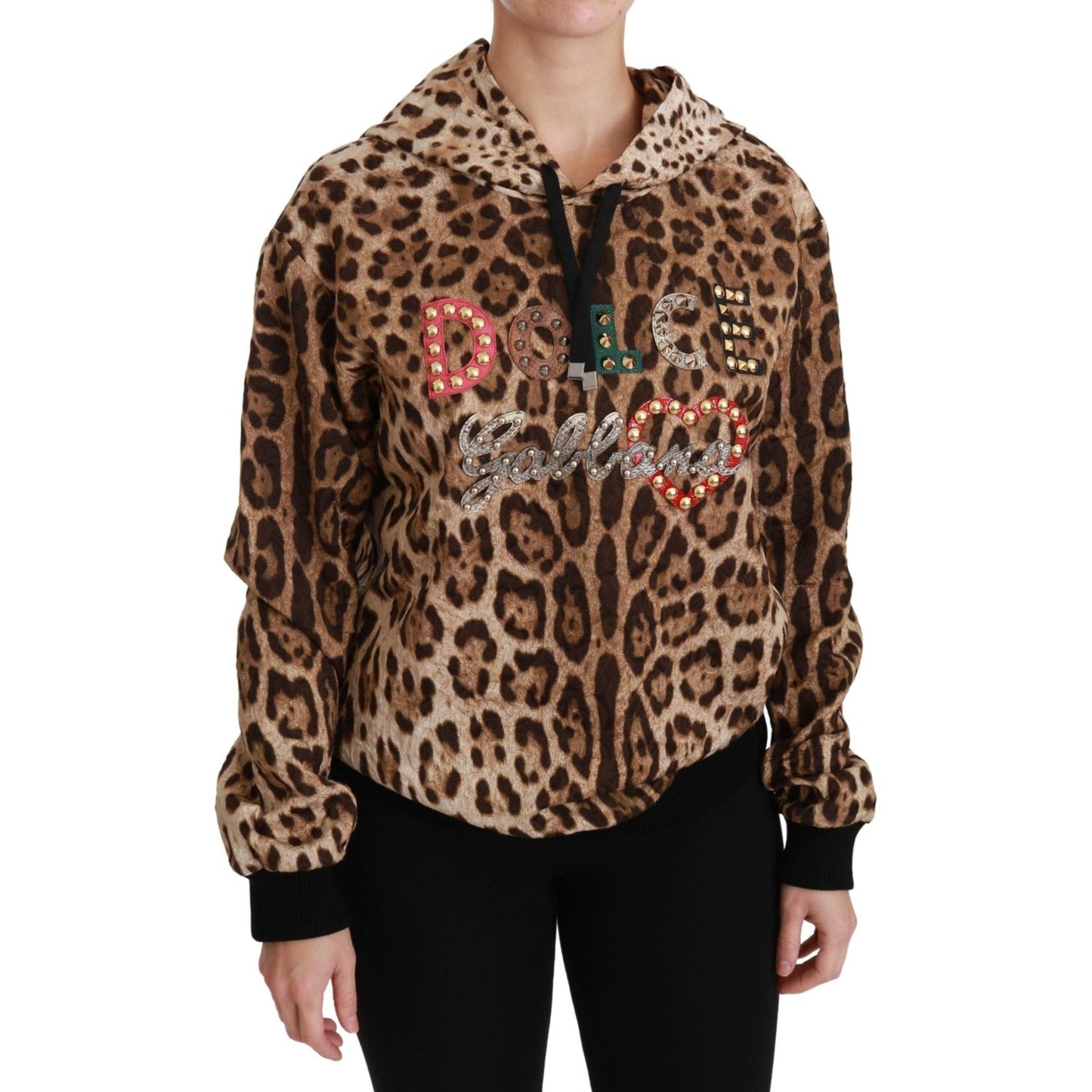 Dolce & Gabbana Brown Hooded Studded Ayers Leopard Sweater Dolce & Gabbana