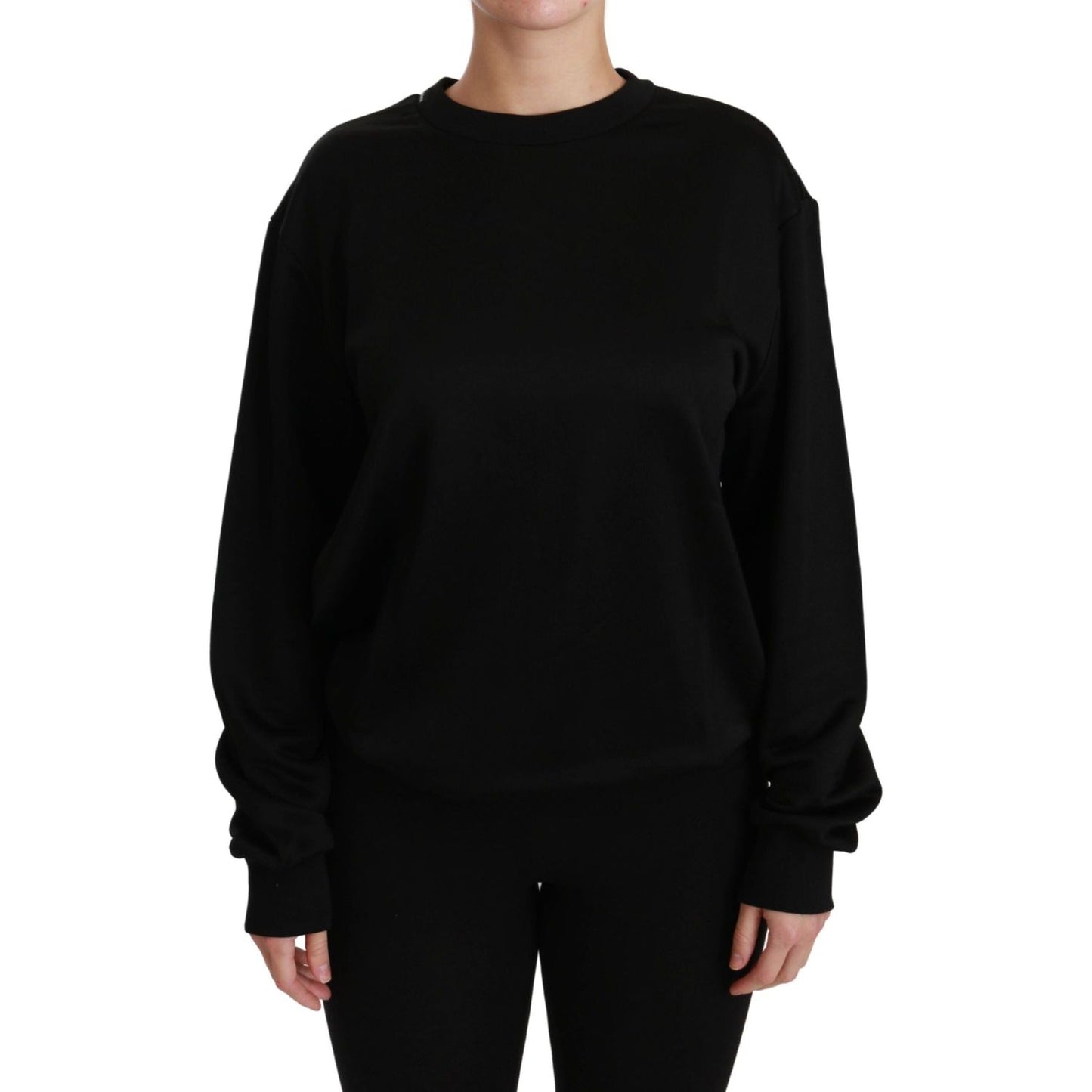 Dolce & Gabbana Black Cotton Crewneck Pullover Sweater Dolce & Gabbana