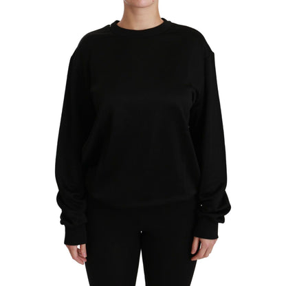 Dolce & Gabbana Black Cotton Crewneck Pullover Sweater Dolce & Gabbana