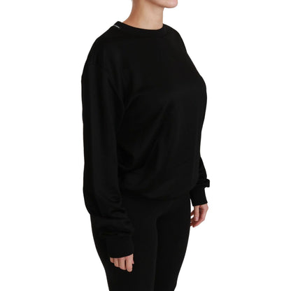 Dolce & Gabbana Black Cotton Crewneck Pullover Sweater Dolce & Gabbana