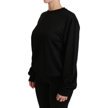 Dolce & Gabbana Black Cotton Crewneck Pullover Sweater Dolce & Gabbana