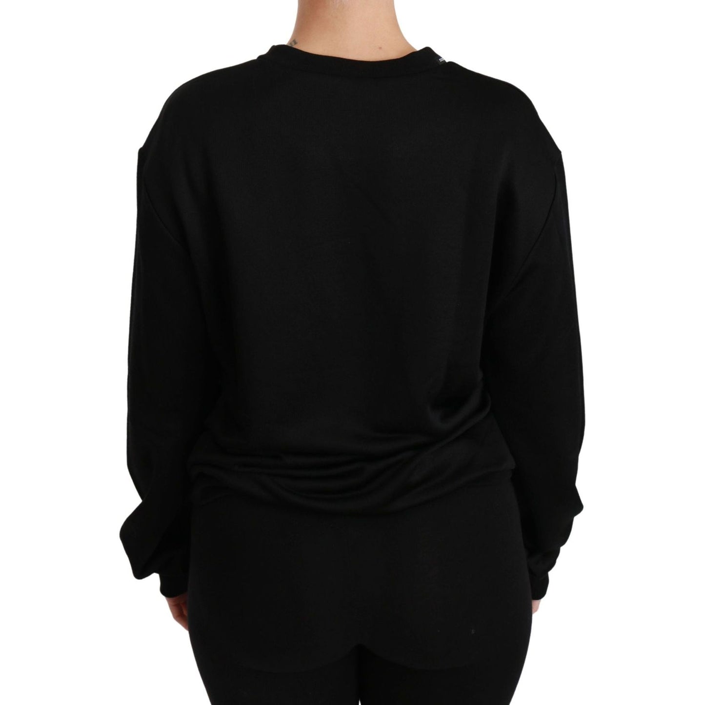 Dolce & Gabbana Black Cotton Crewneck Pullover Sweater Dolce & Gabbana