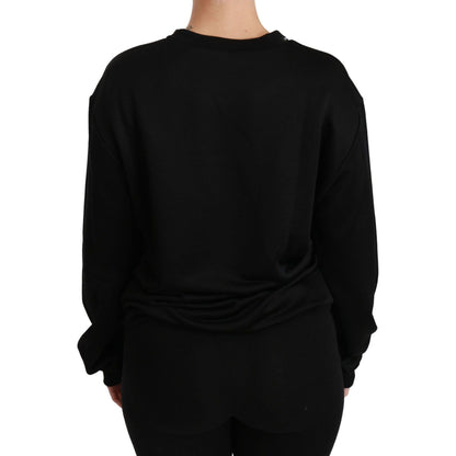 Dolce & Gabbana Black Cotton Crewneck Pullover Sweater Dolce & Gabbana