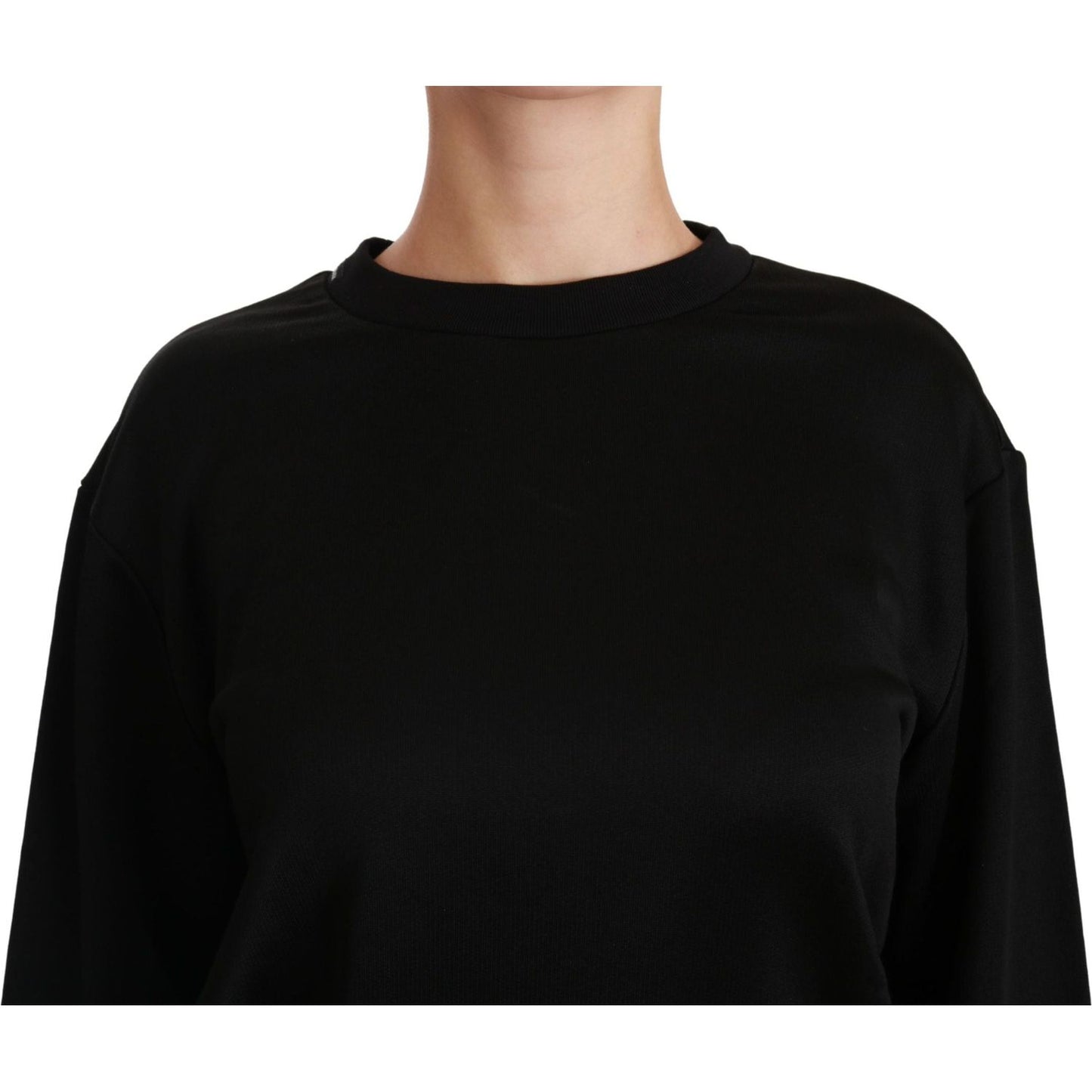 Dolce & Gabbana Black Cotton Crewneck Pullover Sweater Dolce & Gabbana