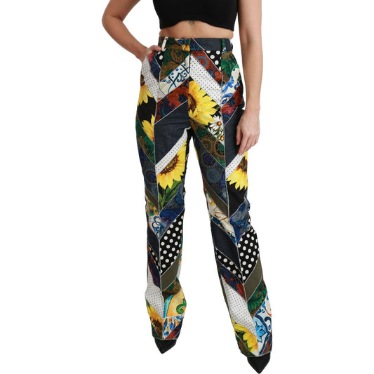 Dolce & Gabbana Multicolor Print High Waist Straight Pants Dolce & Gabbana