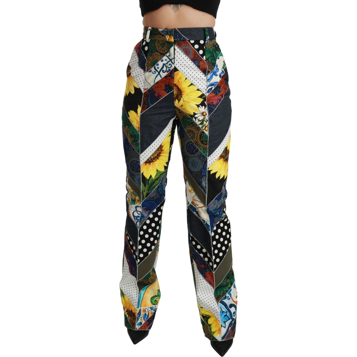Dolce & Gabbana Multicolor Print High Waist Straight Pants Dolce & Gabbana