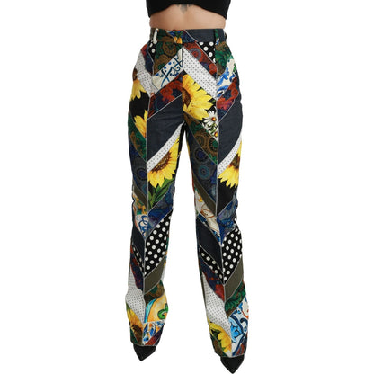 Dolce & Gabbana Multicolor Print High Waist Straight Pants Dolce & Gabbana