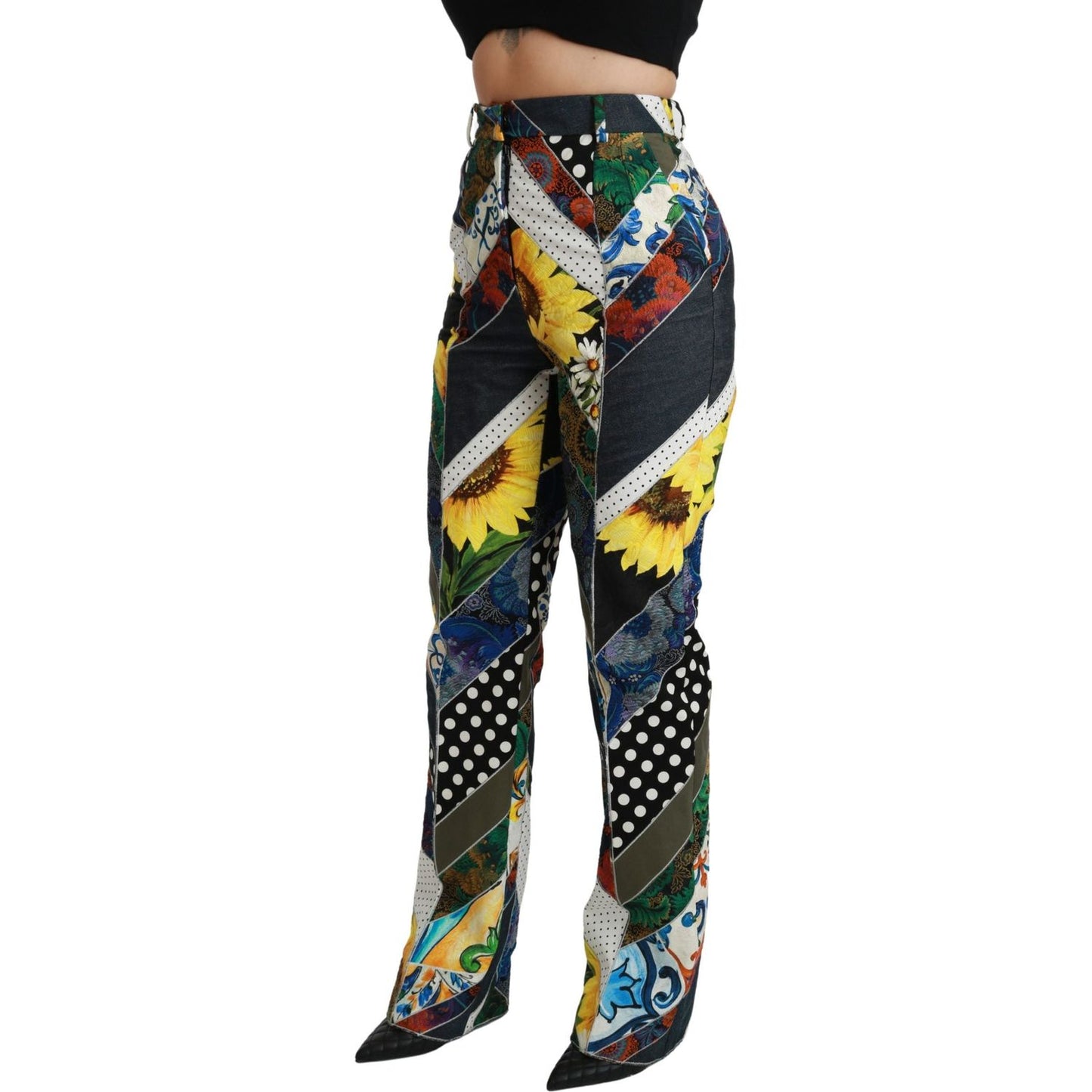 Dolce & Gabbana Multicolor Print High Waist Straight Pants Dolce & Gabbana