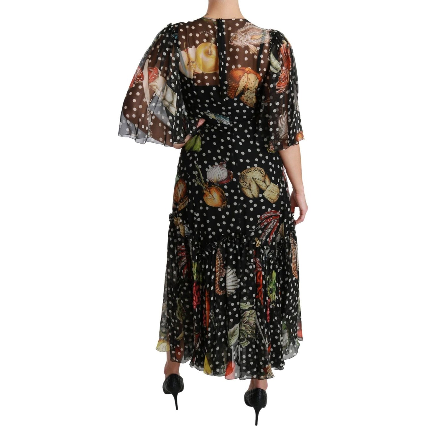 Dolce & Gabbana Black Sea Fish Sicily A-line Shift Dress Dolce & Gabbana