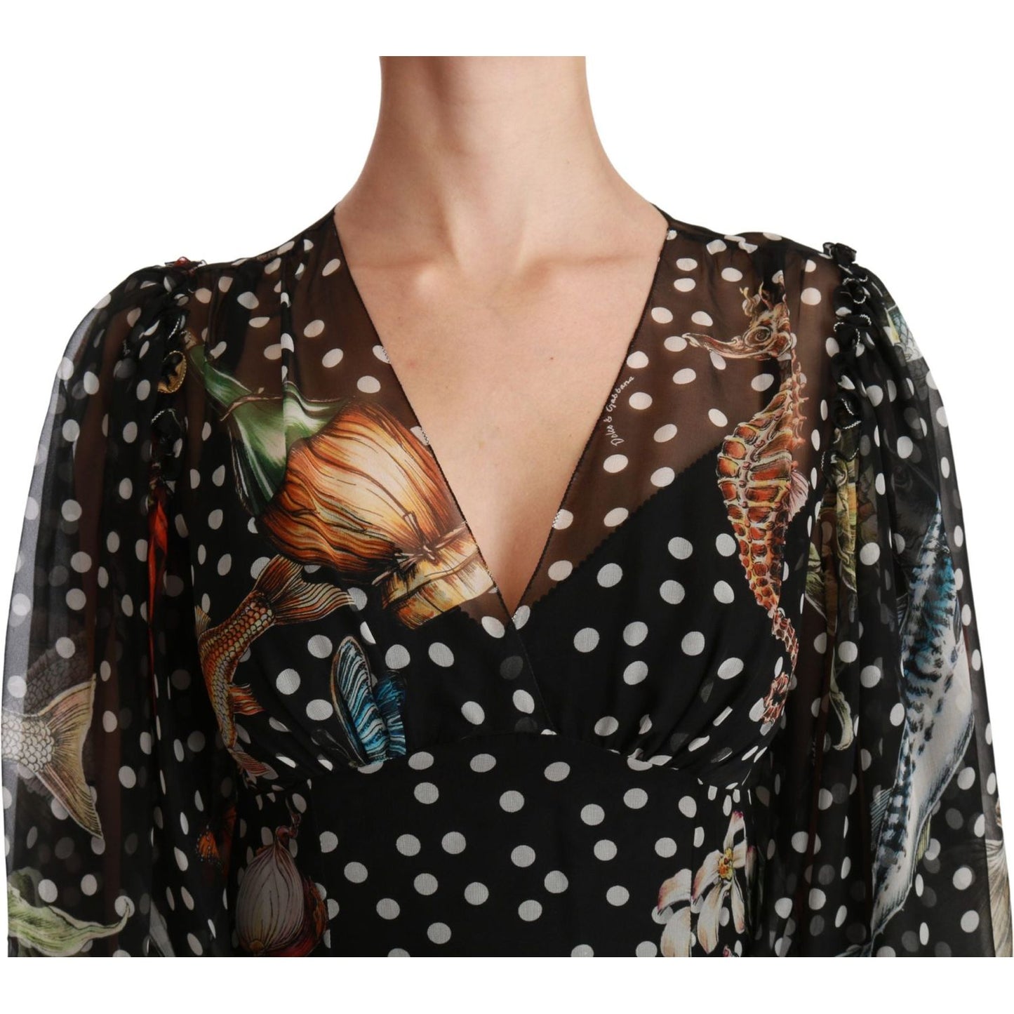 Dolce & Gabbana Black Sea Fish Sicily A-line Shift Dress Dolce & Gabbana