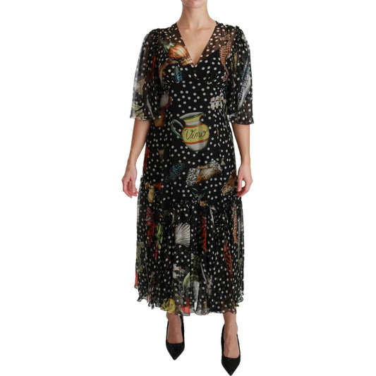 Dolce & Gabbana Black Sea Fish Sicily A-line Shift Dress