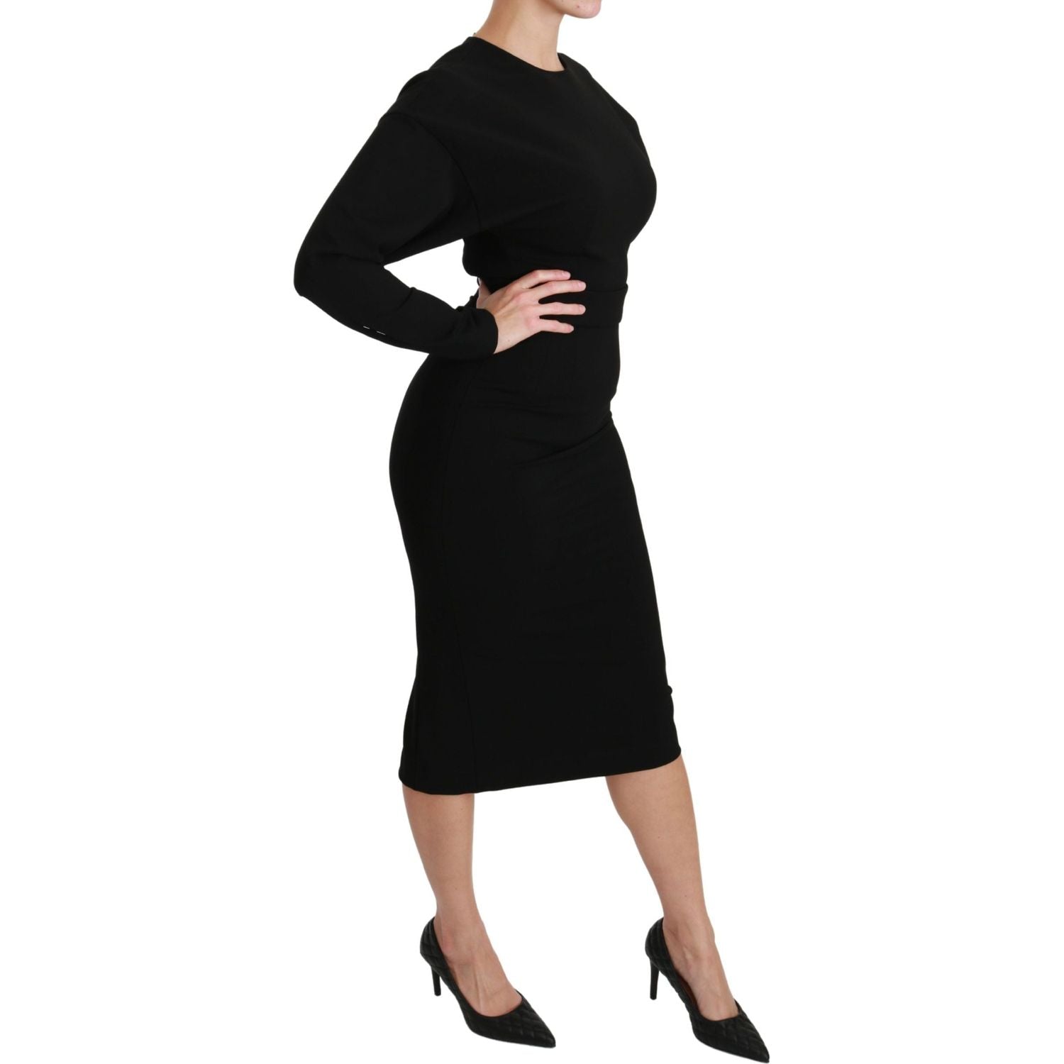 Dolce & Gabbana Black Bodycon Sheath Midi Stretch Dress